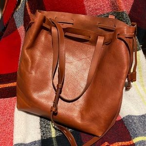 Cute Madewell leather bucket bag with strap!